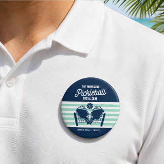 Macaron Rond 7,6 Cm Nom de club d'équipe de sport de pickleball à la m