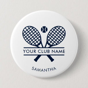 Macaron Rond 7,6 Cm Nom de joueur de tennis de club de country moderne