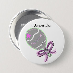 Macaron Rond 7,6 Cm NOM DE LA PERSONNALISER DU Bouton Nouveau bébé fil