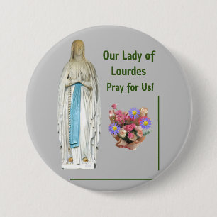 Macaron Rond 7,6 Cm Notre Dame de Lourdes