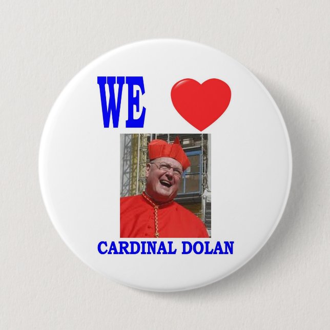 MACARON ROND 7,6 CM NOUS AIMONS LE CARDINAL DOLAN (Devant)