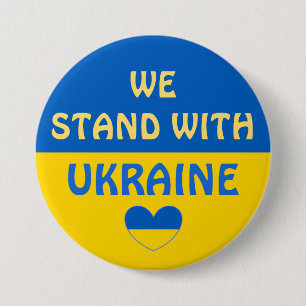 Macaron Rond 7,6 Cm Nous sommes avec l'Ukraine   Afficher le support