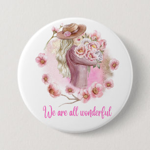 Macaron Rond 7,6 Cm Nous sommes tous merveilleux – Femme d'aquarelle f