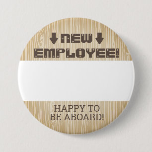 Macaron Rond 7,6 Cm Nouveau bouton de nom d'accueil des employés