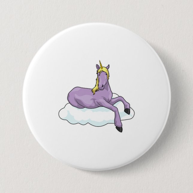Macaron Rond 7,6 Cm Nuage Unicorn (Devant)