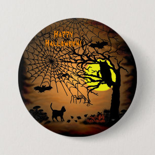 Macaron Rond 7,6 Cm Nuit d'Halloween, Joyeux Halloween !