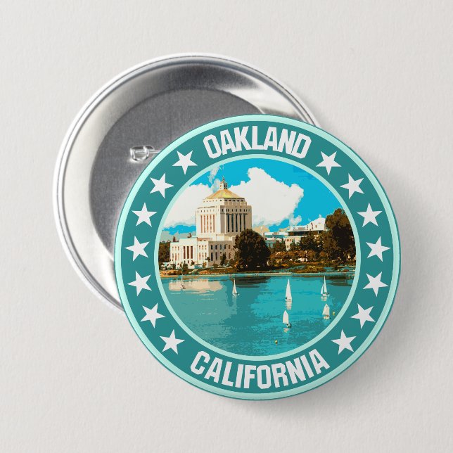 Macaron Rond 7,6 Cm Oakland (Devant & derrière)