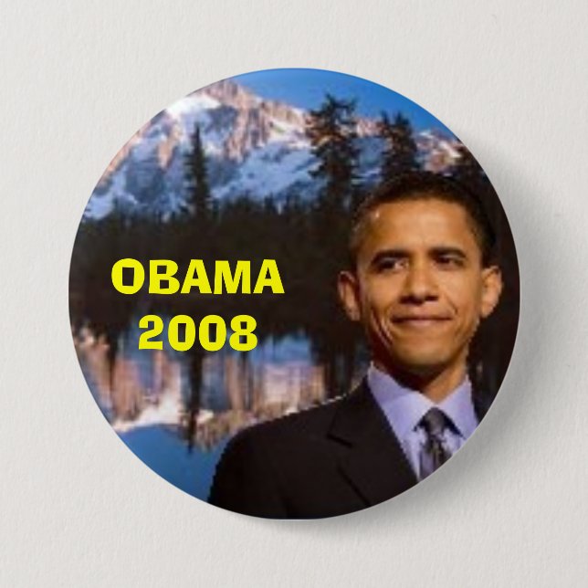 MACARON ROND 7,6 CM OBAMA 2008 (Devant)