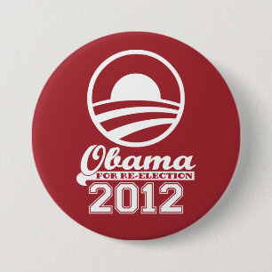 Macaron Rond 7,6 Cm OBAMA pour le bouton 2012 (rouge) de campagne de