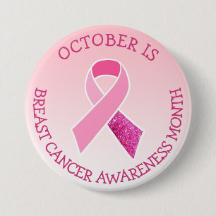 Macaron Rond 7,6 Cm Octobre est le mois de sensibilisation au cancer d