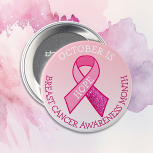Macaron Rond 7,6 Cm Octobre est le mois de sensibilisation au cancer d
