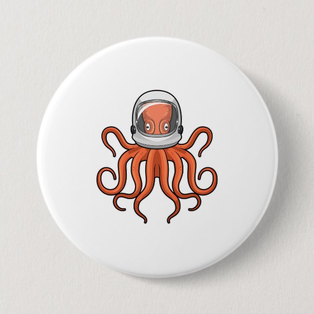 Macaron Rond 7,6 Cm Octopus en astronaute (Devant)