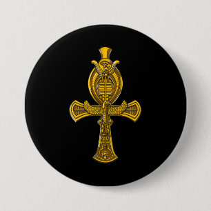 Macaron Rond 7,6 Cm Oeil d'Ankh de symbole sacré égyptien antique de