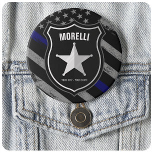 Macaron Rond 7,6 Cm Officier de police Shérif Cop Flag