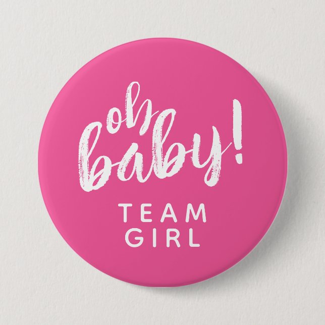 Macaron Rond 7,6 Cm Oh Baby Genre Révéler Équipe Fille Bouton (Devant)