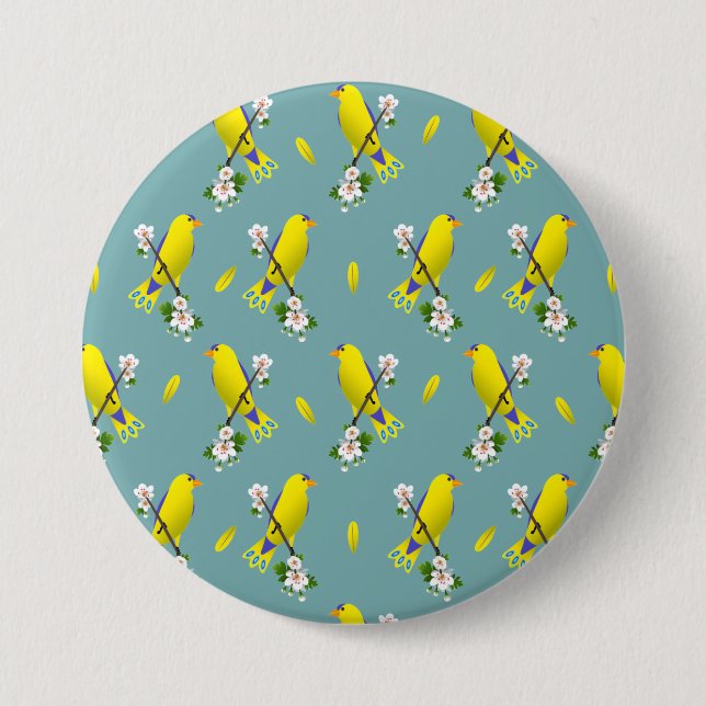 Macaron Rond 7,6 Cm Oiseaux (Devant)