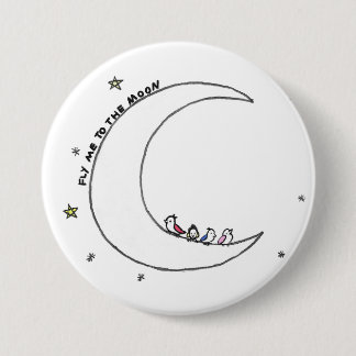 Macaron Rond 7,6 Cm Oiseaux sur la goupille de lune