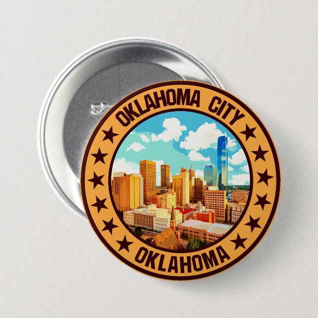 Macaron Rond 7,6 Cm Oklahoma City (Devant & derrière)