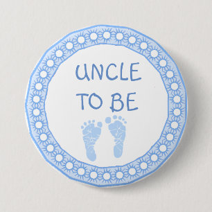 Macaron Rond 7,6 Cm Oncle à être bouton de baby shower de garçon bl
