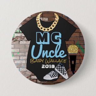 Macaron Rond 7,6 Cm Oncle MC Bouton Pinback de la douche de garçon H