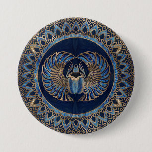 Macaron Rond 7,6 Cm Or égyptien de scarabée de scarabée et marbre b