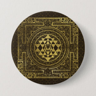 Macaron Rond 7,6 Cm Or Sri Yantra/Sri Chakra