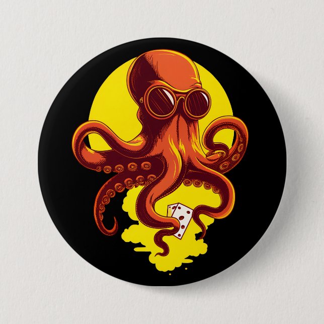 Macaron Rond 7,6 Cm Orange Smart Octopus (Devant)