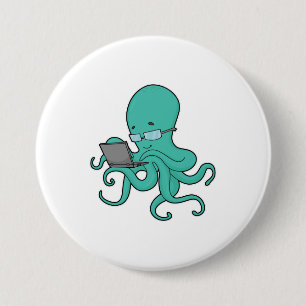 Macaron Rond 7,6 Cm Ordinateur portable Octopus