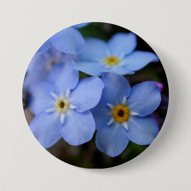 Macaron Rond 7,6 Cm Oubliez-moi les fleurs bleues (Devant)