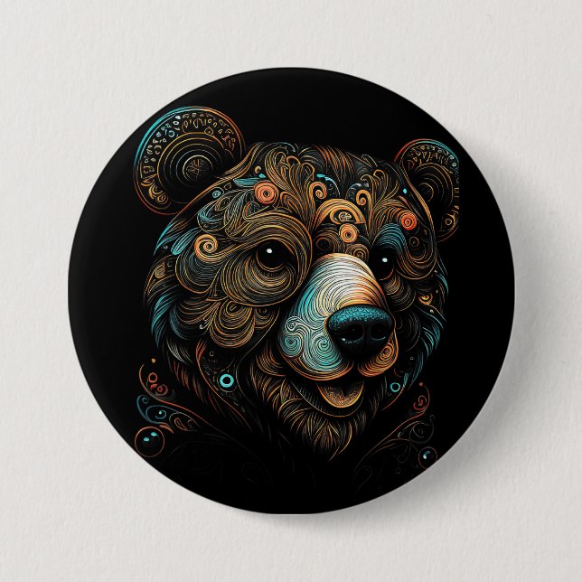 Macaron Rond 7,6 Cm Ours faune (Devant)