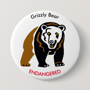 Macaron Rond 7,6 Cm Ours Grizzly - Bouton