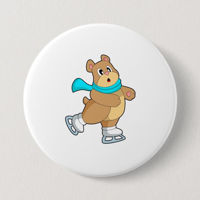 Macaron Rond 7,6 Cm Ours Patinage sur glace Patins sur glace (Devant)