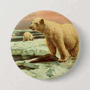 Macaron Rond 7,6 Cm ours polaires sur les glaciers dessin artistique d
