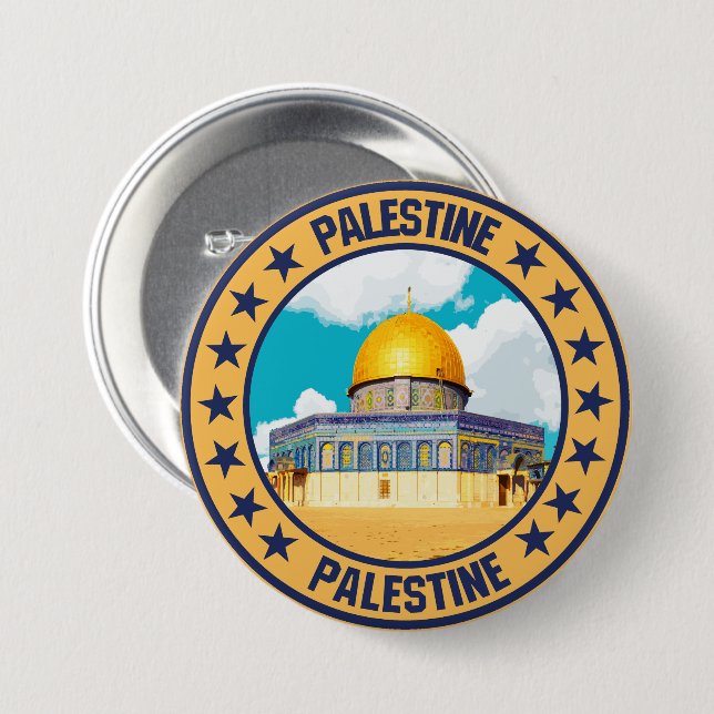 Macaron Rond 7,6 Cm Palestine (Devant & derrière)