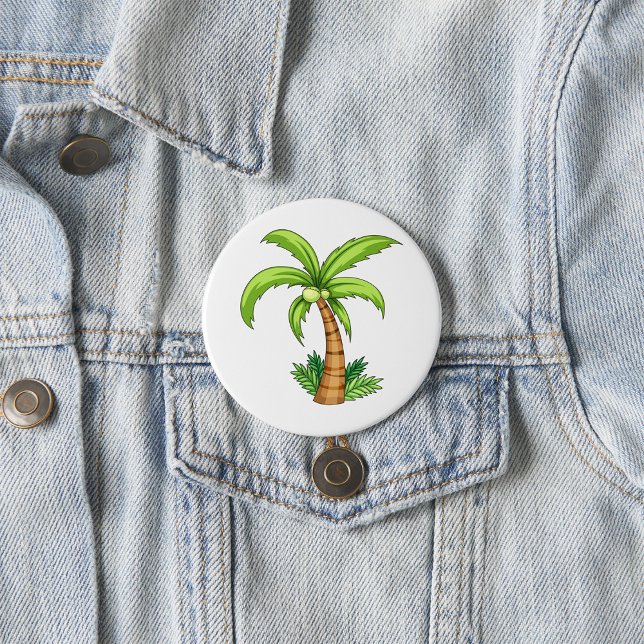 Macaron Rond 7,6 Cm Palm Tree Beach Tropical et Ile Vibes (Créateur téléchargé)