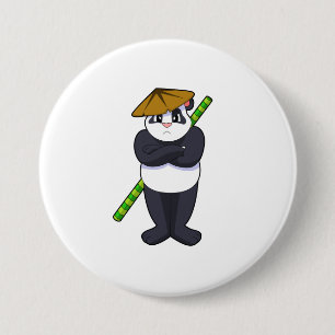 Macaron Rond 7,6 Cm Panda à Stick combat Martial arts.PNG
