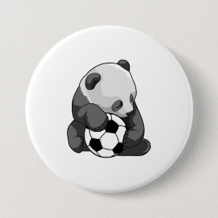 Macaron Rond 7,6 Cm Panda avec balle de football