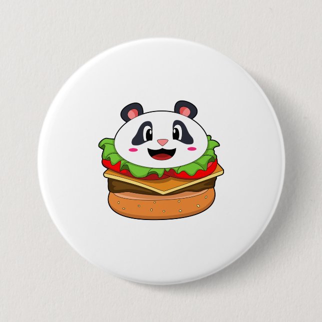 Macaron Rond 7,6 Cm Panda avec hamburger (Devant)