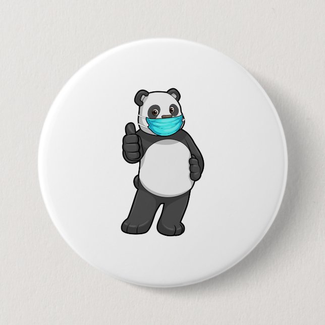 Macaron Rond 7,6 Cm Panda avec masque visage (Devant)