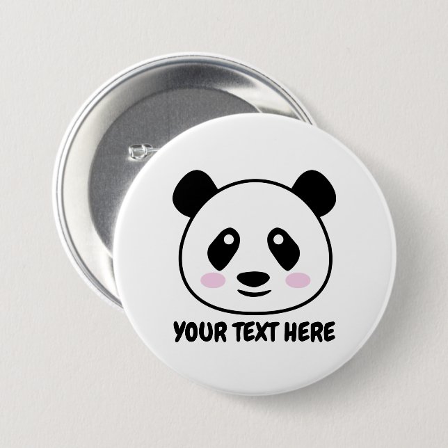 Macaron Rond 7,6 Cm Panda bear cartoon buttons with custom text (Devant & derrière)