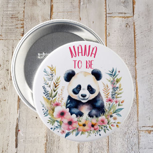 Macaron Rond 7,6 Cm Panda Bear en Fleurs Baby shower Nana à être