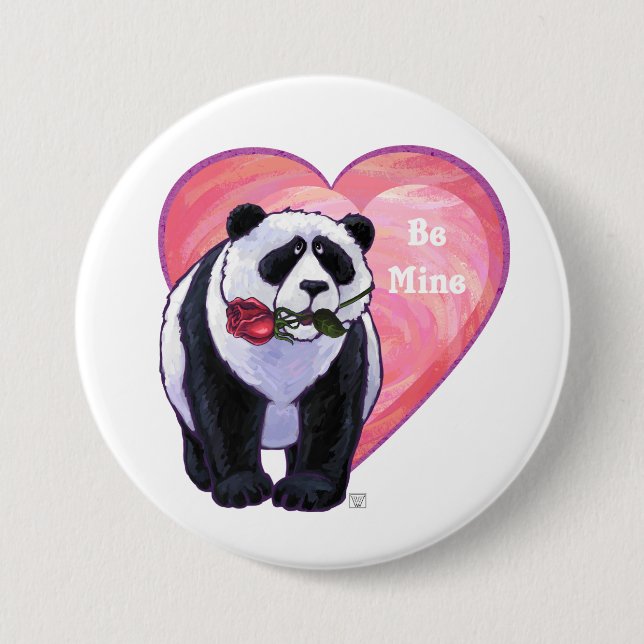 Macaron Rond 7,6 Cm Panda Bear Saint Valentin (Devant)