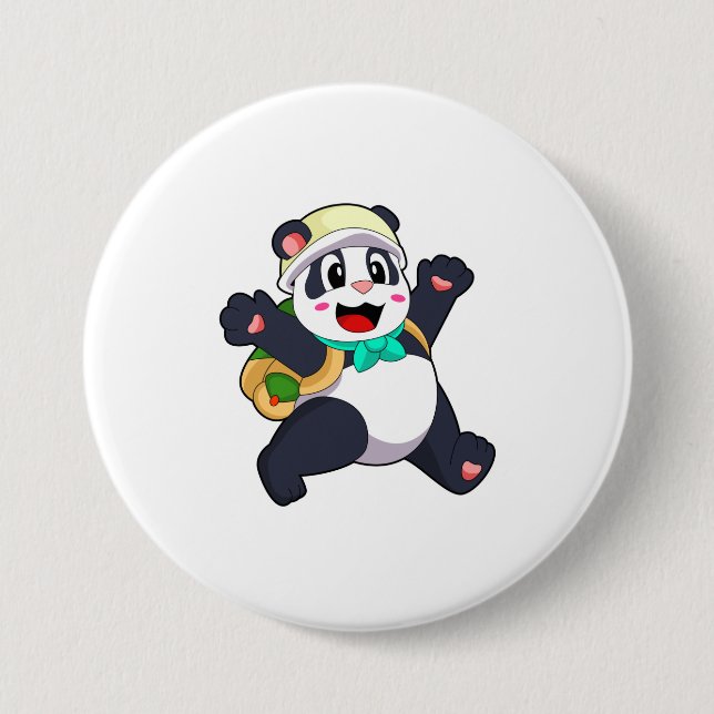 Macaron Rond 7,6 Cm Panda comme étudiant (Devant)