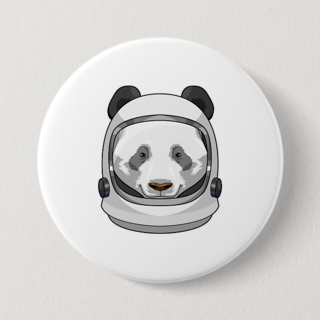 Macaron Rond 7,6 Cm Panda en astronaute avec casque (Devant)
