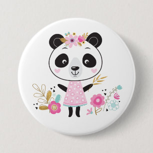 Macaron Rond 7,6 Cm Panda rose mignonne fille