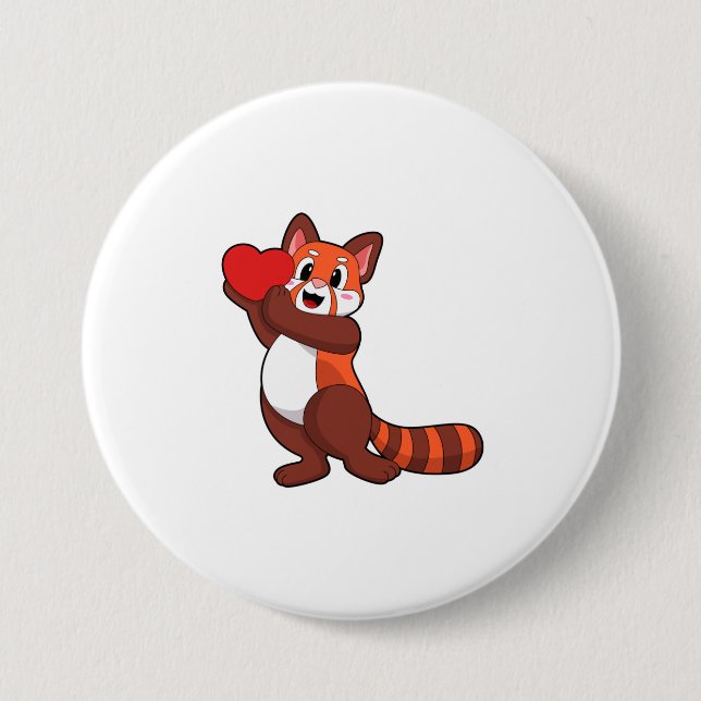 Macaron Rond 7,6 Cm Panda rouge à l'amour avec coeur.PNG (Devant)
