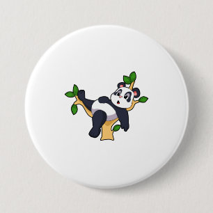 Macaron Rond 7,6 Cm Panda sur arbre