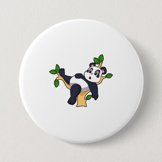 Macaron Rond 7,6 Cm Panda sur arbre (Devant)