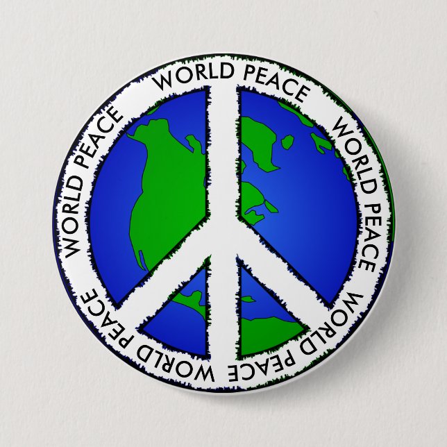 Macaron Rond 7,6 Cm Panneau World Peace Earth and Peace (Devant)