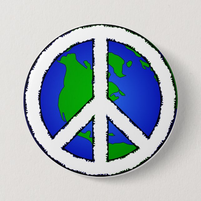 Macaron Rond 7,6 Cm Panneau World Peace Earth and Peace (Devant)